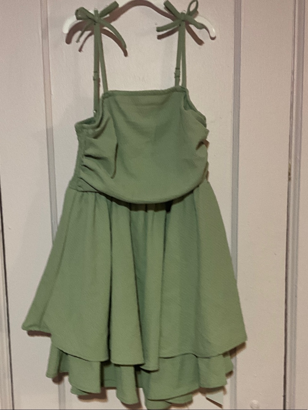 Amazon Sage Green Tiered Tie-Strap Sundress for Girls